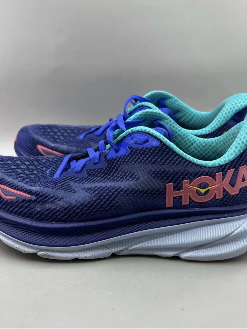 Hoka Women's Navy & Teal Running Shoes with Pink Logos